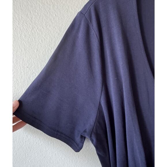 Eloquii Navy Blue Wrap Top Women’s Size 14 16 Short Sleeve V Neck Work Stretch - Picture 3 of 5